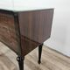 Paire de tables de chevet des années 60 avec porte à abattant et plateau en verre bleu