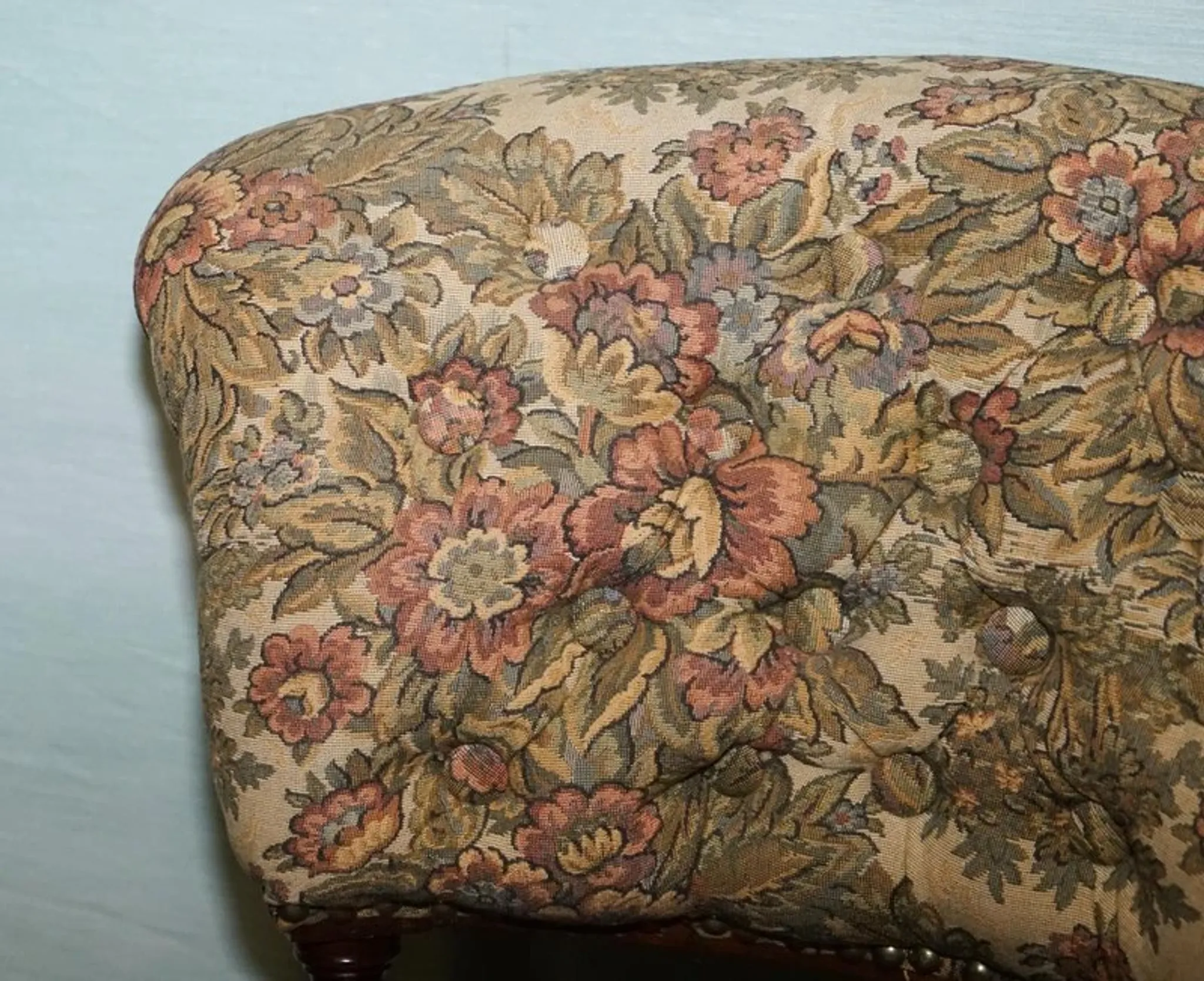 Antique Victorian Nursing Chair in Tapestry with Floral Decoration