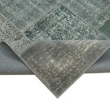 Handwoven turkish contemporary 171 cm x 239 cm grey patchwork carpet