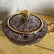 Vallauris ceramic sugar bowl, burgundy and gilded, by Marius Giuge