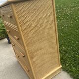 Chiffonnier commode en rotin des années 70'
