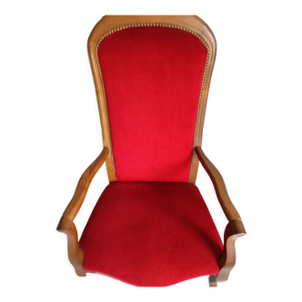 Fauteuil voltaire revêtement velours bordeaux