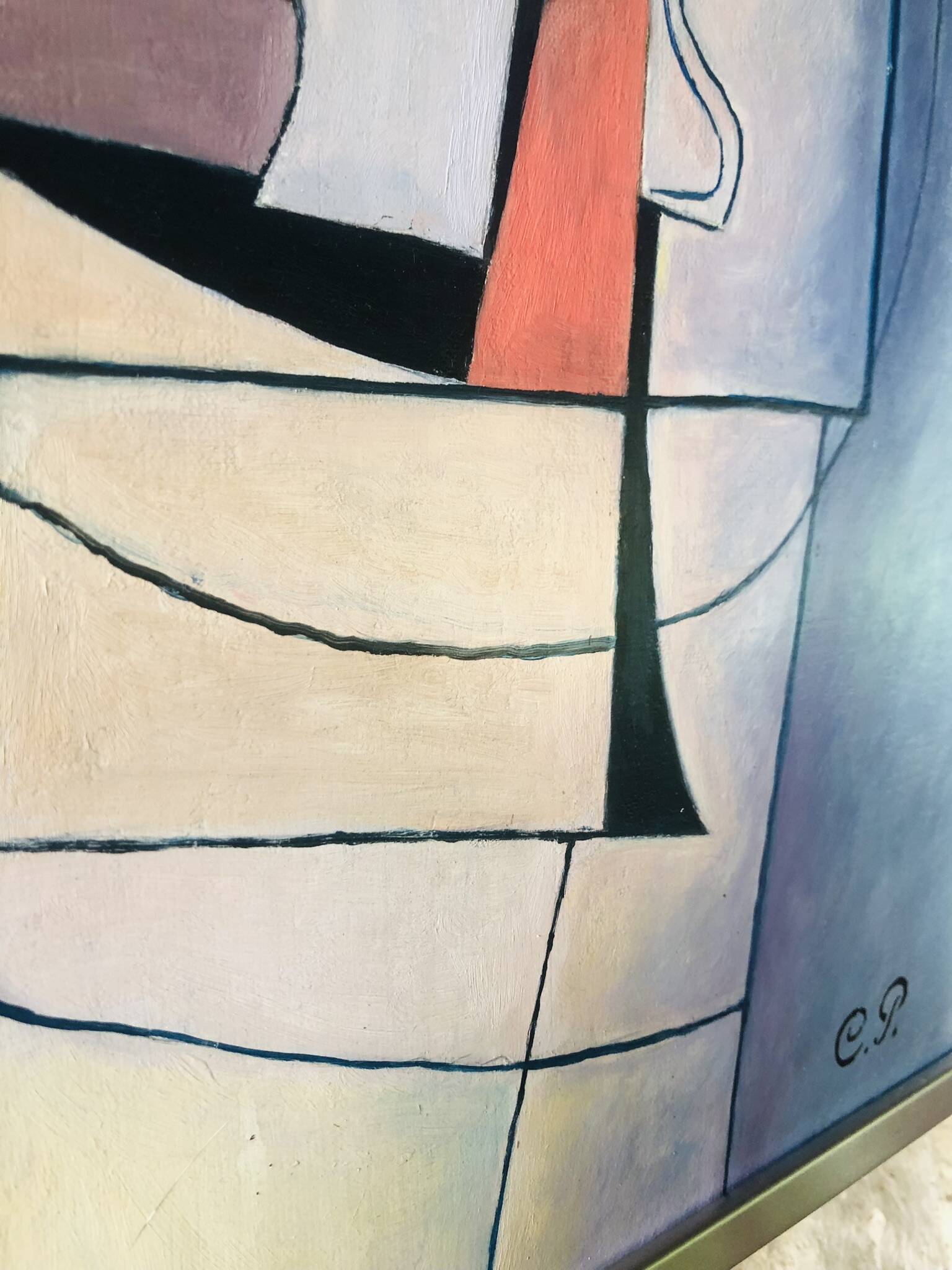 Vintage abstract painting, signed, circa 70's/80's