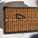 Wicker sewing box and scoubidou cream and brown