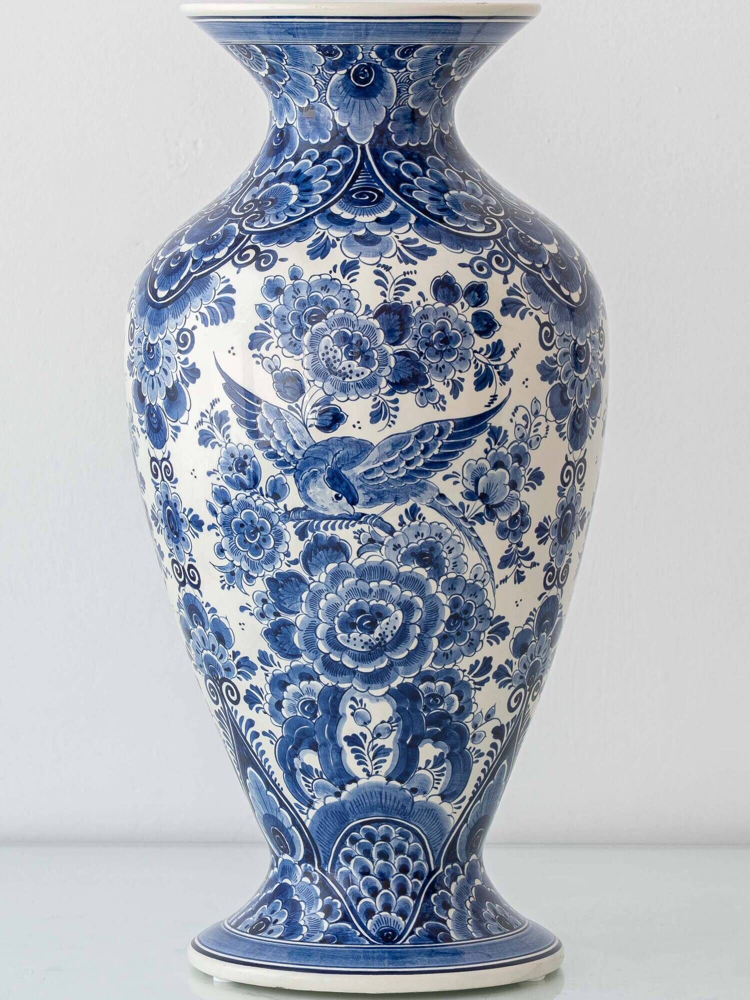 Vintage Delft Chinoiserie Table Lamp, Hand-Painted Blue & White, New Shade
