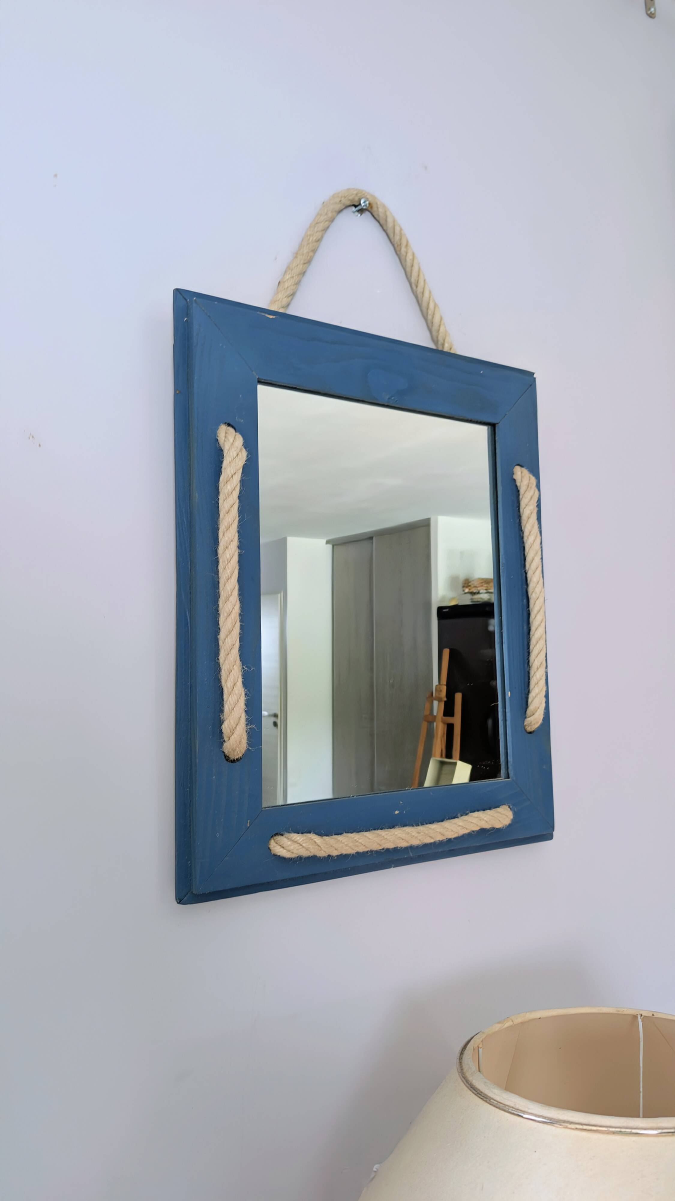 Miroir décoratif artisanal – esprit nautique 41 x 34 cm