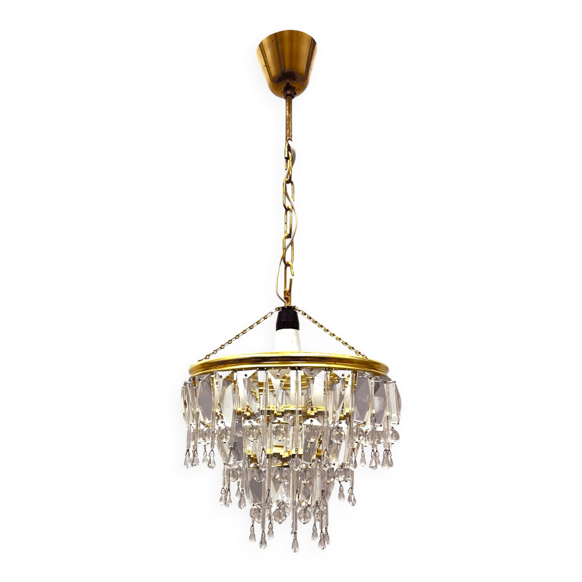 Vintage crystal chandelier Lustry Kamenický Šenov, Czechoslovakia 1970s