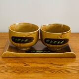 Set of 2 Japanese Chawan tea bowls + tray