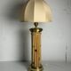 Midcentury bamboo and brass large mushroom table lamp by Leola, 1960s