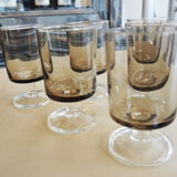 6 anciens verres à digestif luminarc fumé h7 cm