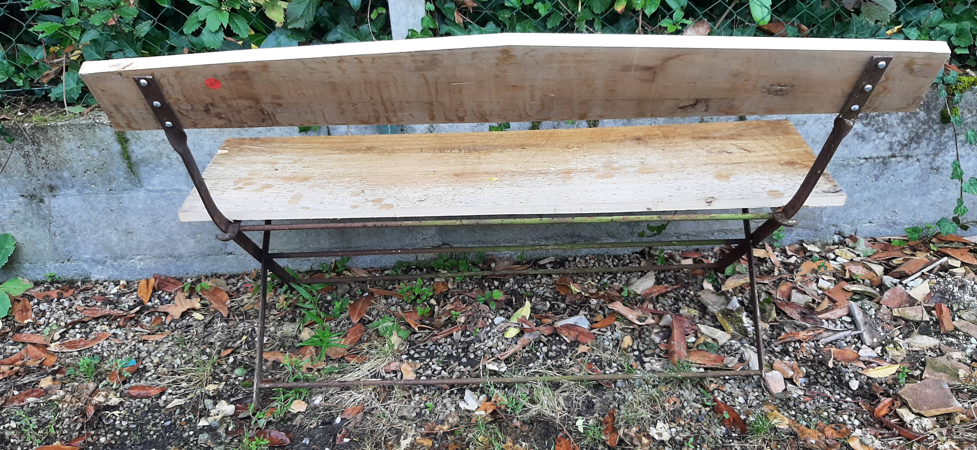 wooden and metal garden bench