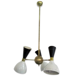 Moonlight 3-arm chandelier in white and black