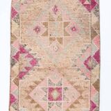 3x12 Pink & Cream Turkish Runner Rug, 80x364Cm