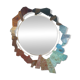 Contemporary mirror in oxidized bronze and brass with a deconstructed shape.