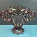 Vase ancien verre rose style coupe a anses