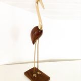 Heron in wood and brass