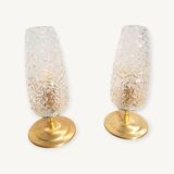 Pair of vintage diamond and brass tulip lamps