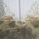 Set of 2 garden chairs and wrought iron pedestal table