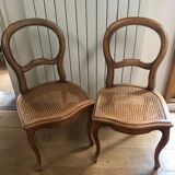 Set of 2 Louis Philippe chairs wood and cannage