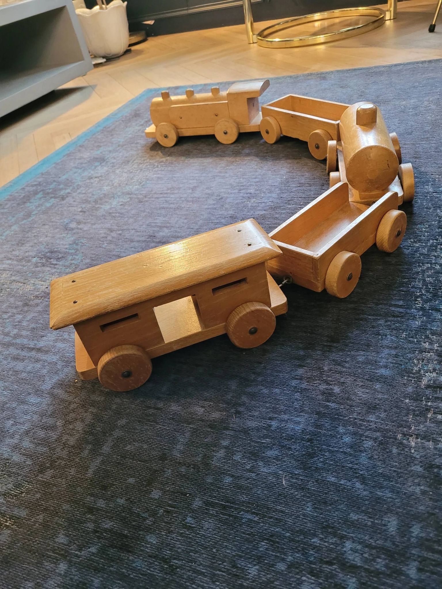 Train en bois ancien - jouet en hêtre