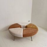 Postmodern Rondell Round Sofa in Velvet Fabric, 1980s