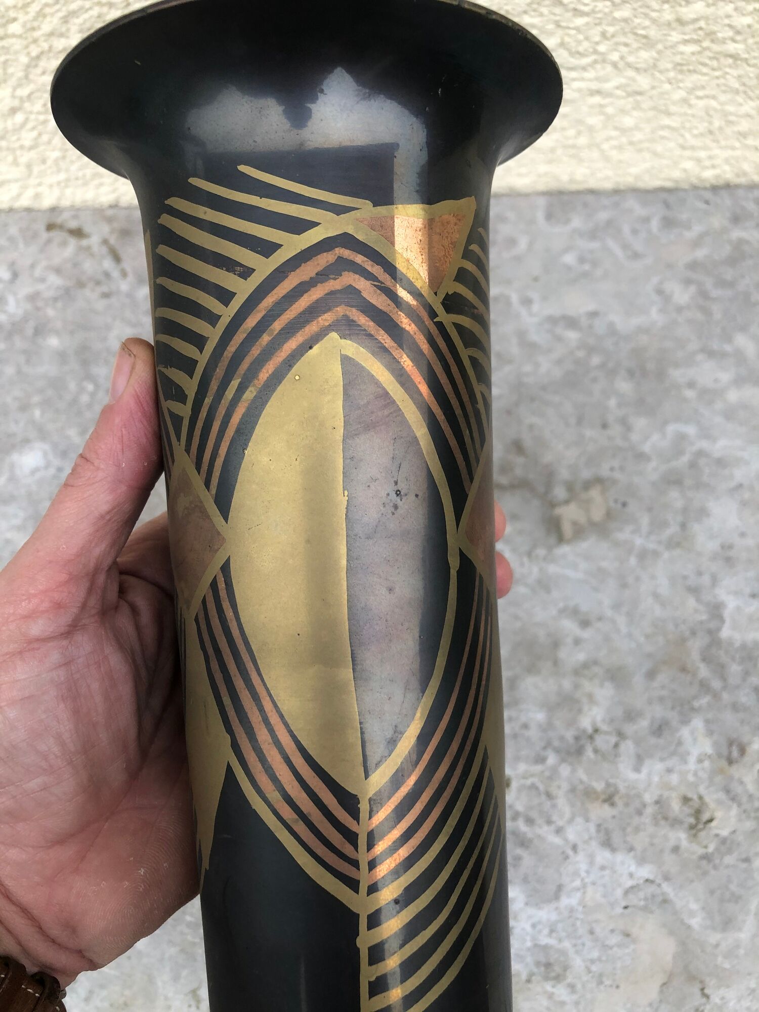 Vase art deco in dinanderie . France circa 1930 - 1940
