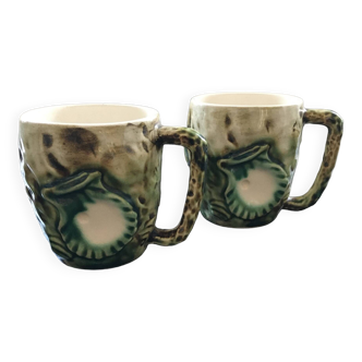 Paire de mugs coquillages