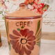 Set of 4 vintage kitchen pots in terracotta decoration daisy