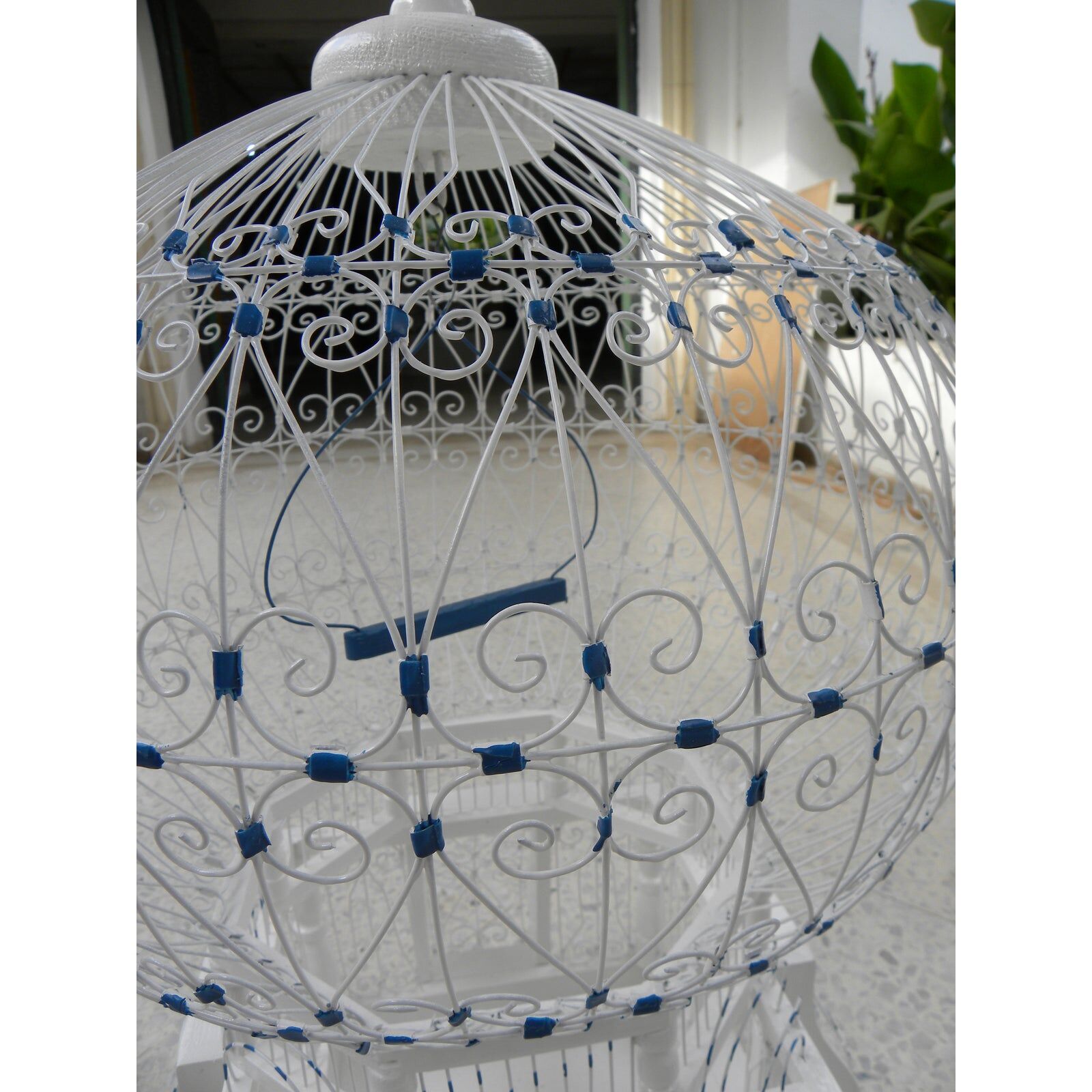 Sidibousaid Tunisian White and Blue Birdcage Authentic Decorative Article