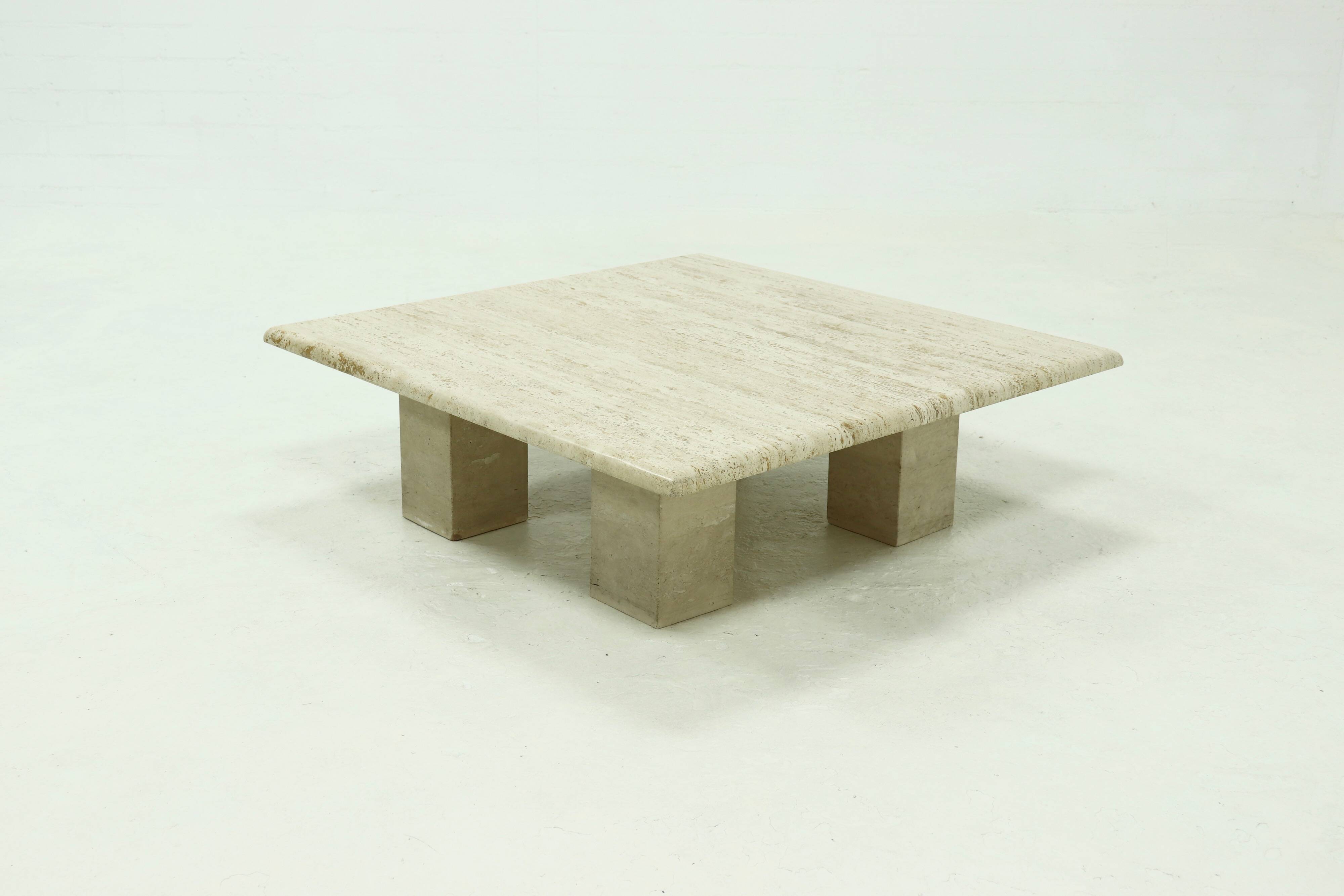 Mid Century Italian Modern Travertine Coffee Table 1970s