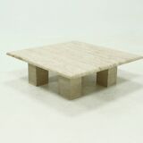 Mid Century Italian Modern Travertine Coffee Table 1970s