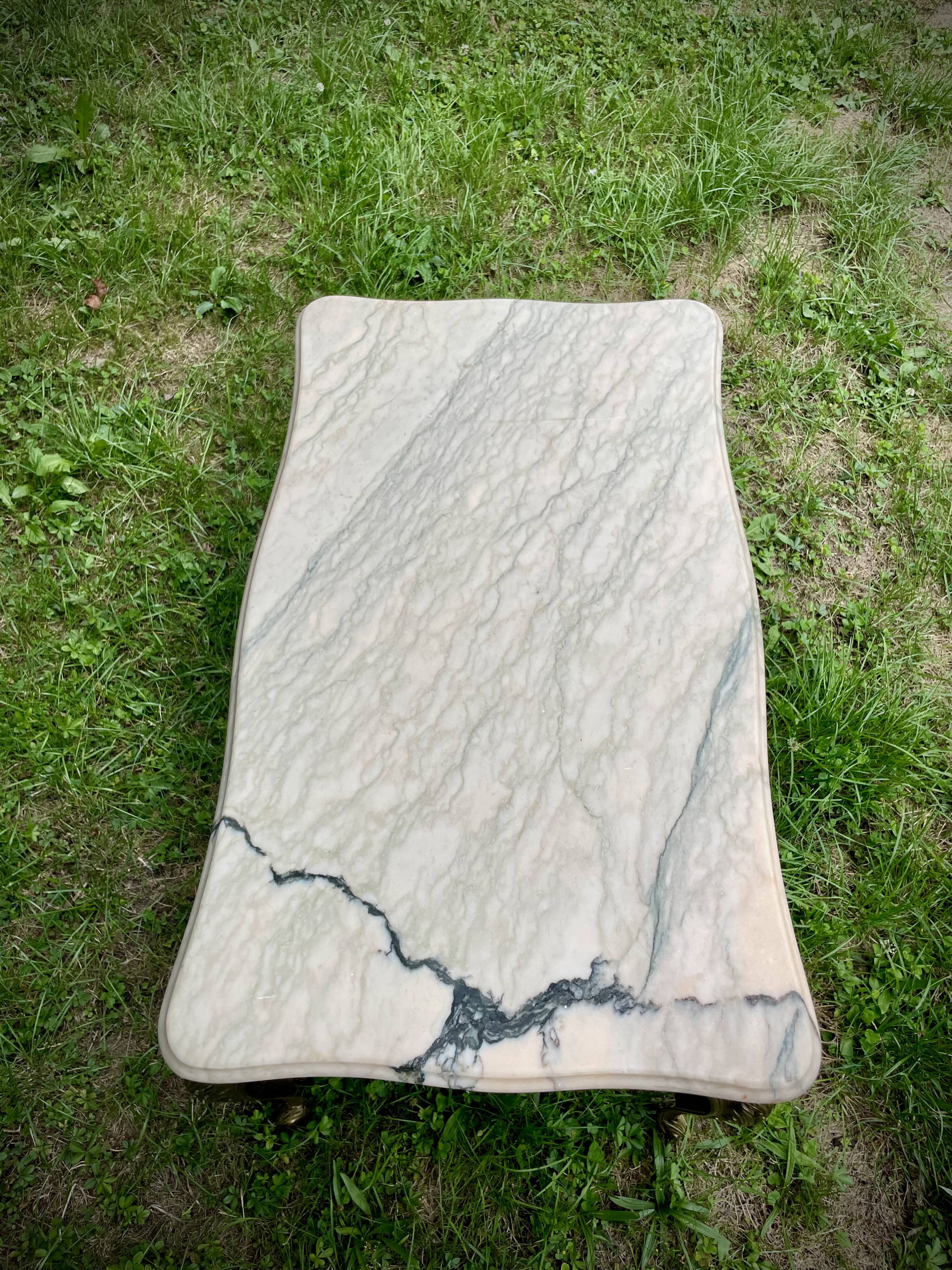 Louis XV style solid marble coffee table - Vintage Rococo