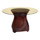 Table marqueterie de rotin vintage 1970