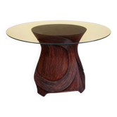 Vintage 1970s rattan marquetry table