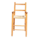 Old wooden high chair for children with straw.
