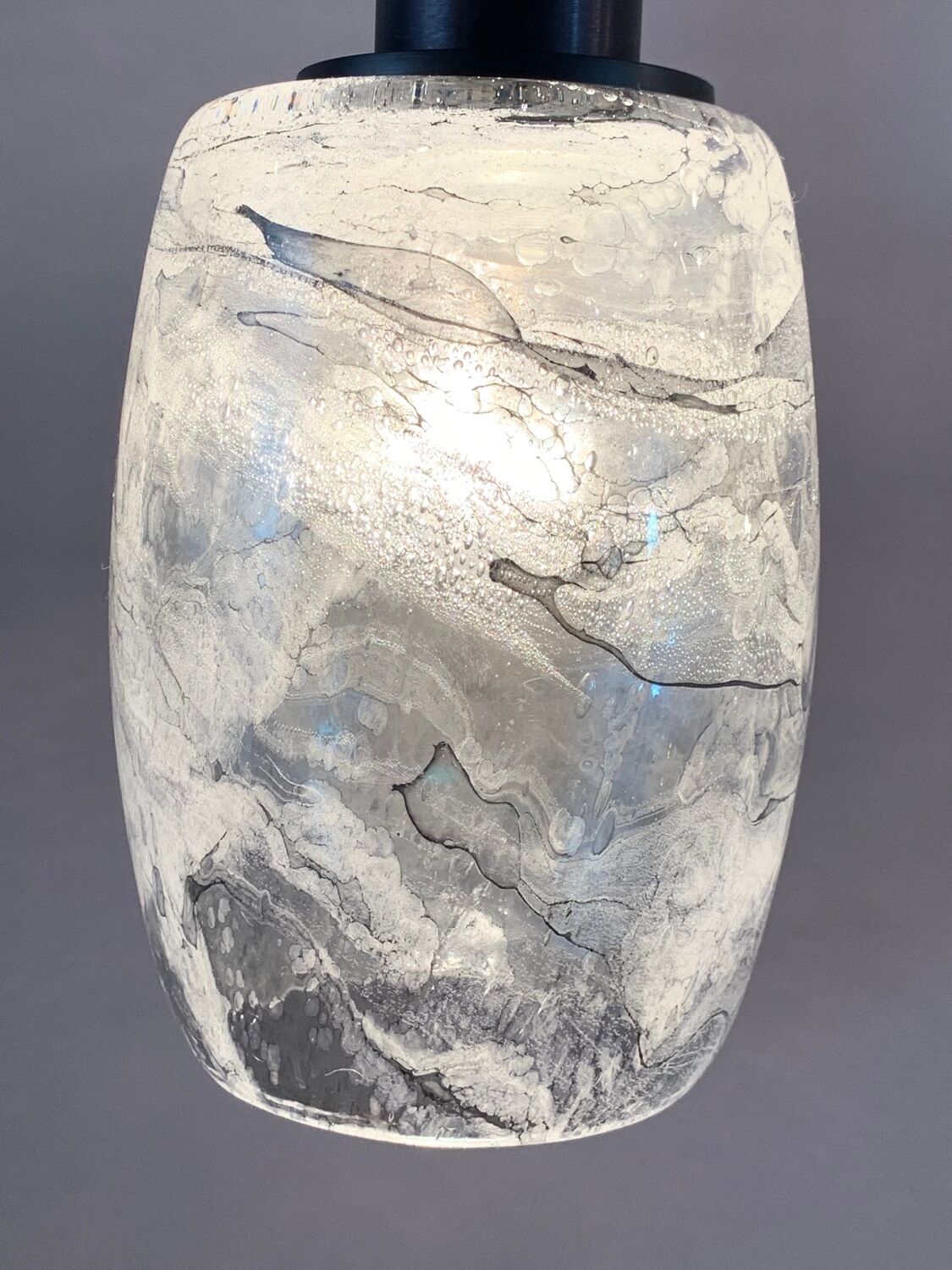 Pair of 1970s Putzler grey marbled pendant lights