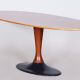 Table ovale tchèque en palissandre du milieu du siècle avec base en fonte, années 1950