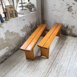 Pair of Charlotte Perriand Les Arcs pine benches