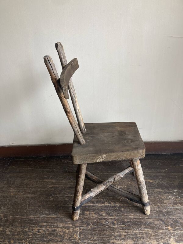 Chaise de montagne d'estive 19e art populaire transhumance