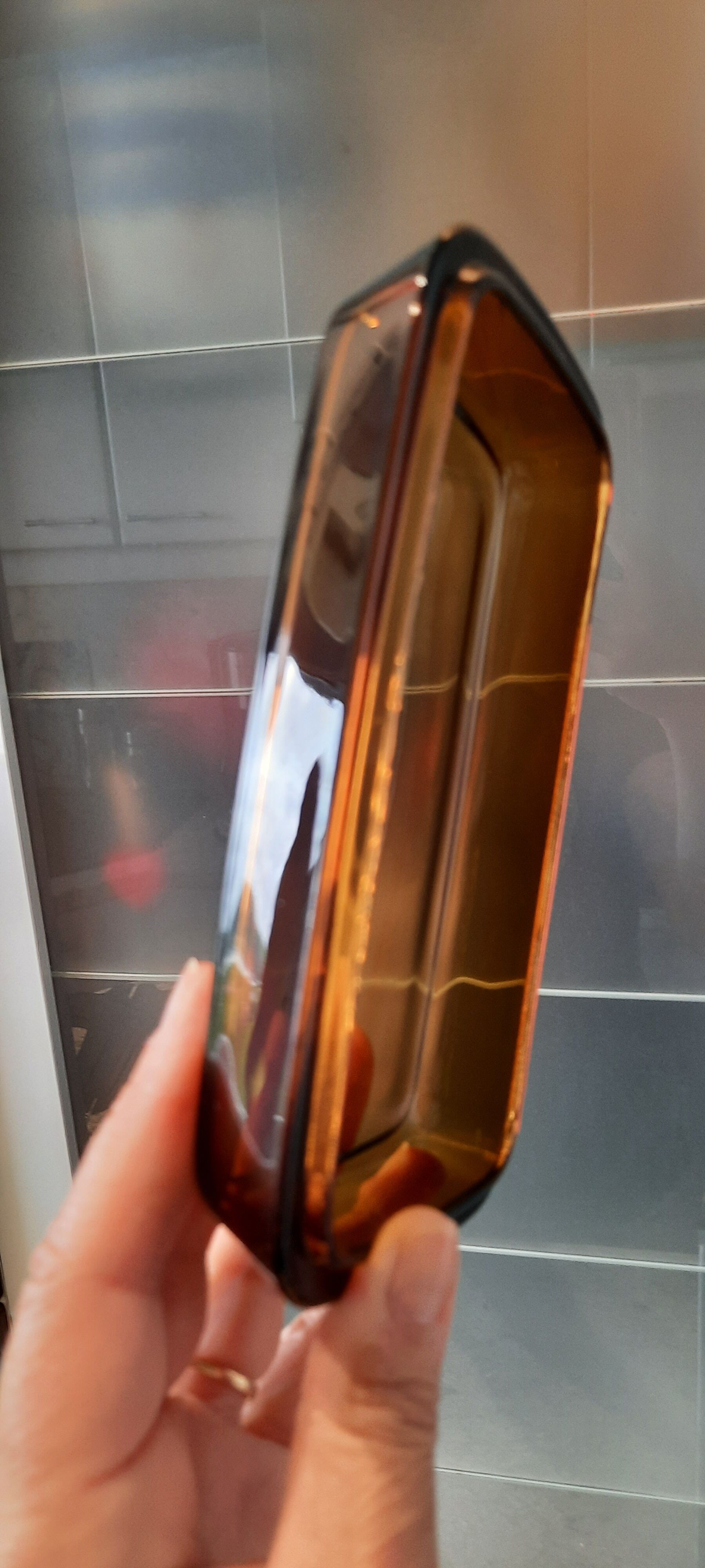 Beurrier en verre marron fumé Arcopal vintage