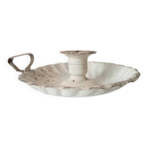 Antique hand candle holder "cellar rat" in enamelled metal