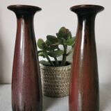 Pair of enamelled ceramic candlesticks