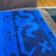 Asymmetric Blue Turkish Rug Pillow, 16x16 Square Wool Cushion Cover