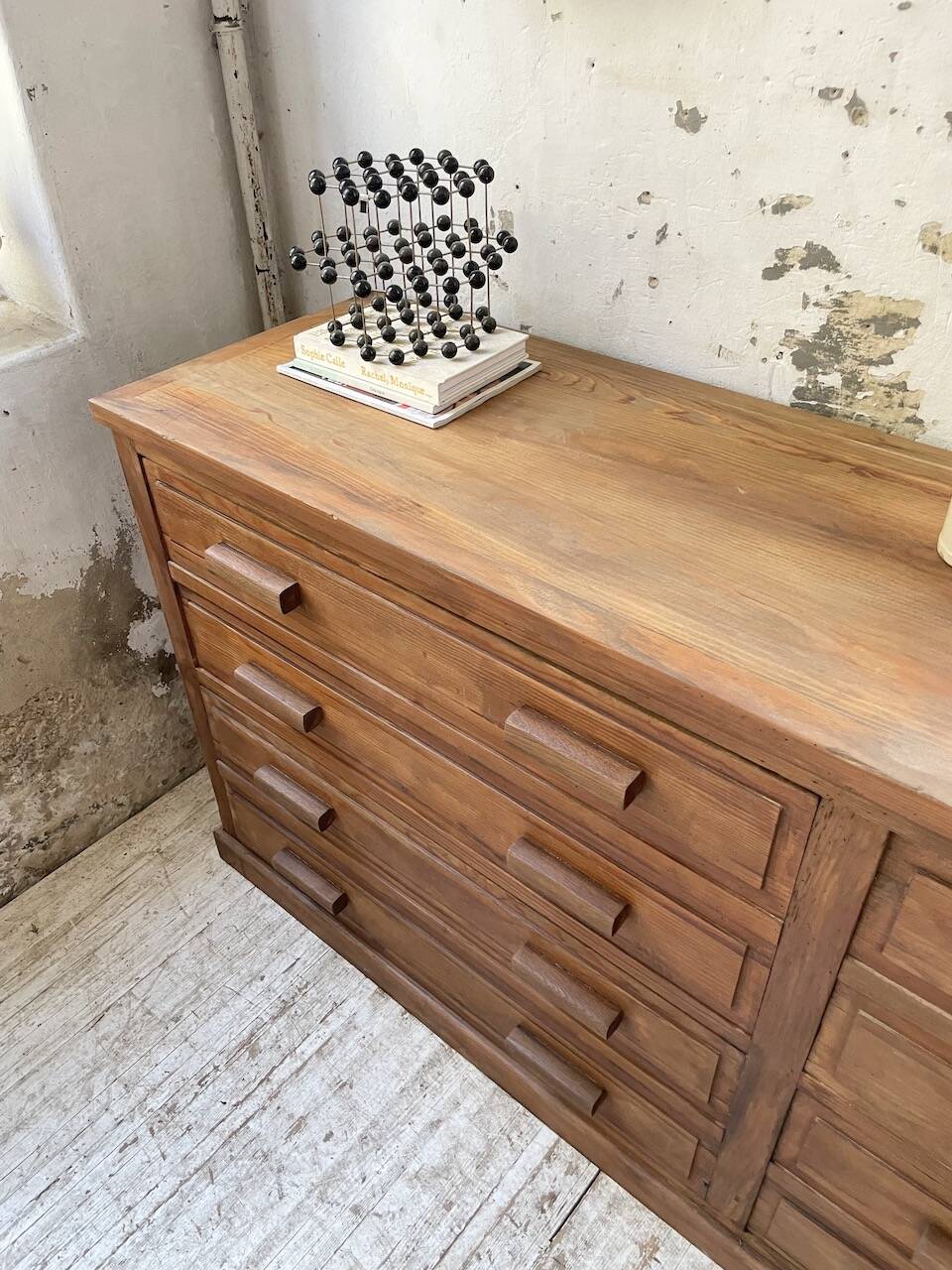 50s pitch pine haberdashery cabinet