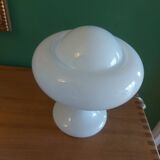 Mushroom lamp peill putzler in white opaline 60'S