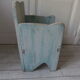 Vintage children's armchair in wood in its blue pearl grey juice, waxed finish