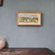 Mid-Century Modern Swedish "Houses by Nature" Vintage Landscape Oil Painting, Framed