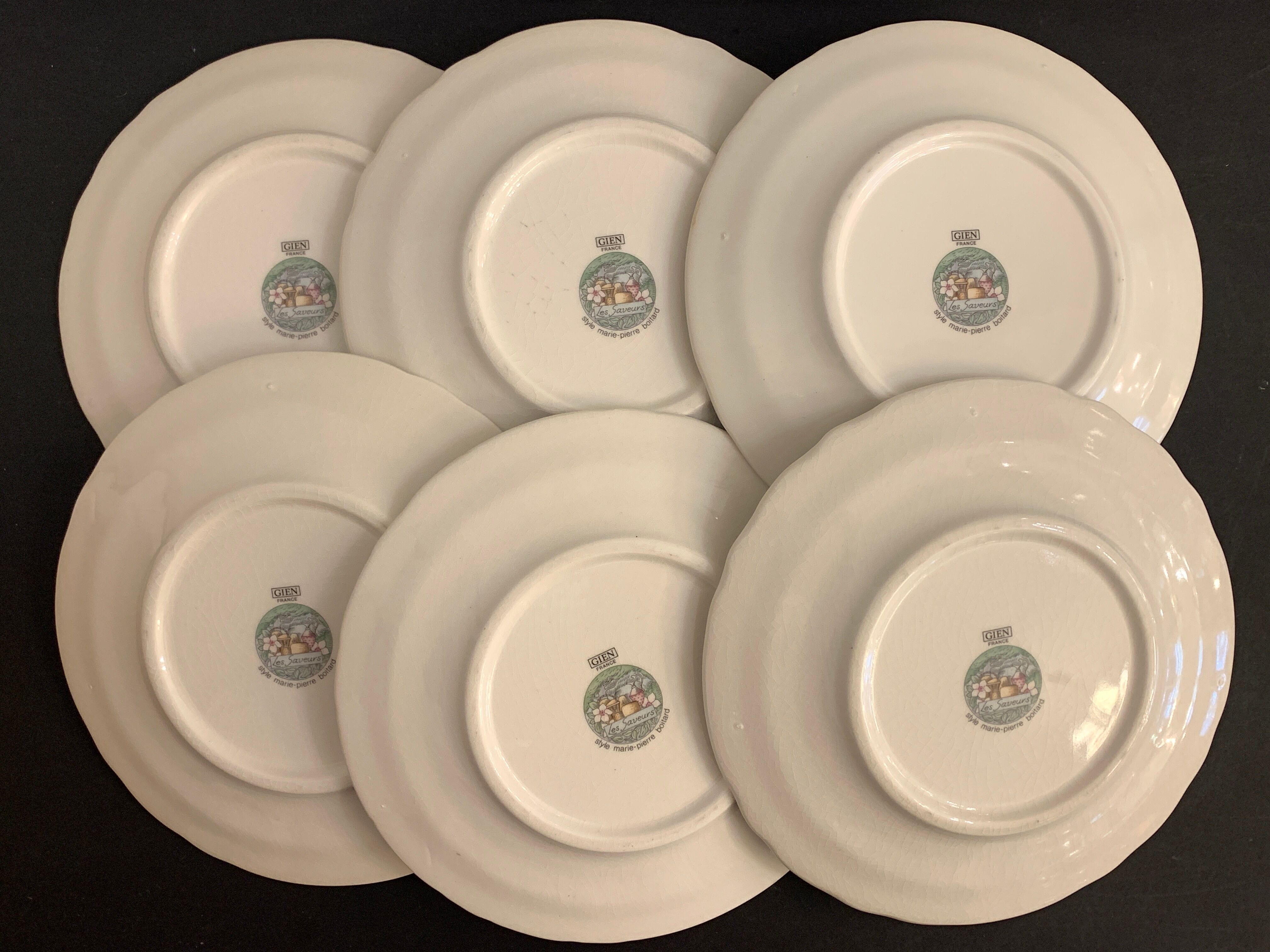 6 Gien cheese plates, Les Saveurs by Marie-Pierre Boitard