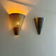 Pair of vintage conical wall lights, ribbed metal, Sweden 1970