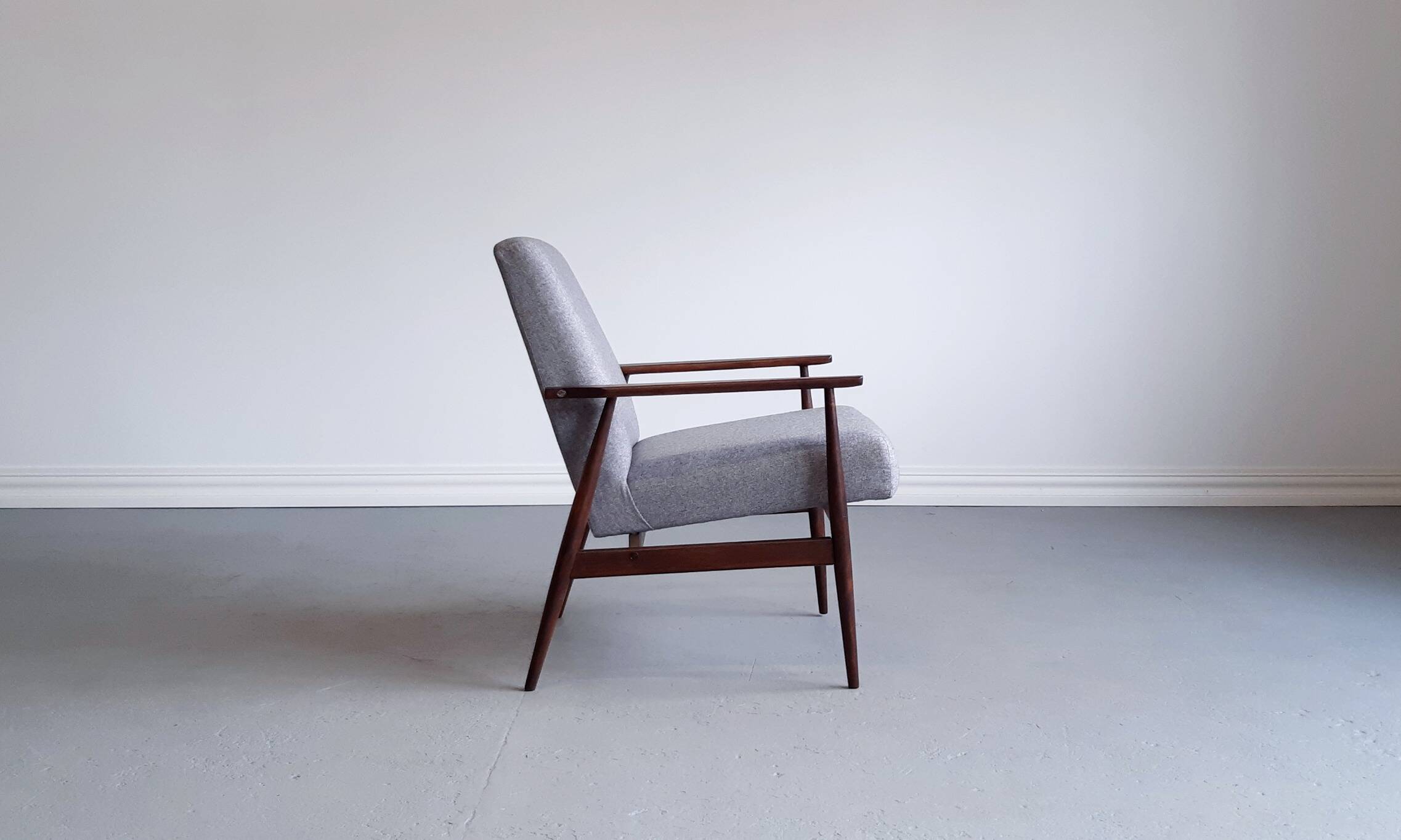 1960 henryk lis mid century armchair in grey tweed